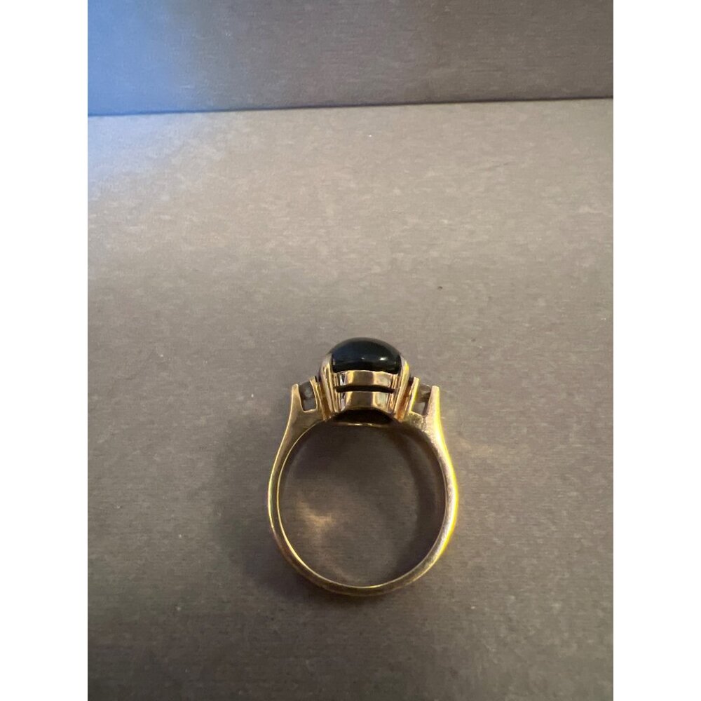 Gump's 14K Gold Oval Nephrite & Diamond Accent Cocktail Ring For Women 8.75 - Picture 12 of 14